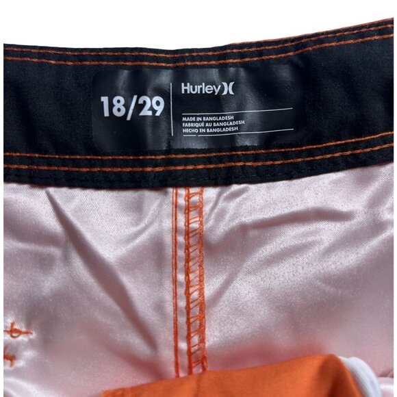 Hurley Boy's Gradient Orange/Yellow Swim Board Shorts Size 18/28 Back Pocket NEW - Picture 8 of 9
